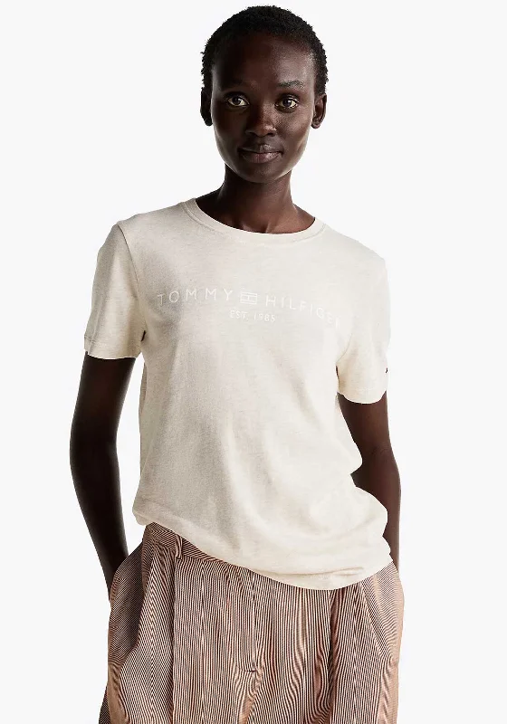 Exclusive Weekend Offers Inside Tommy Hilfiger Womens Logo T-Shirt, Cream