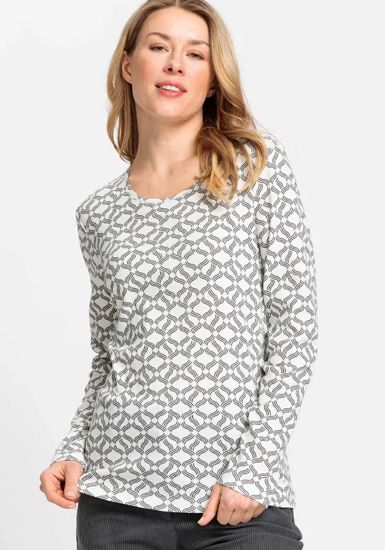 Weekend Discounts to Enjoy Olsen Edda Geometric Print Top, White
