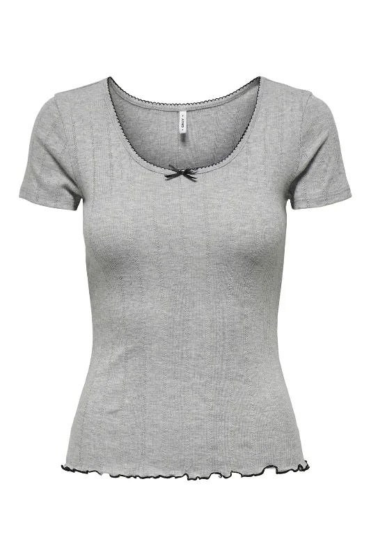 Limited Time Discount Only - Onltenna S/S Top - 4694670 Light Grey Melange