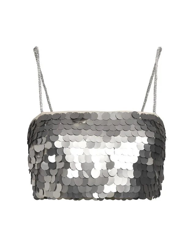 Flash Deal Ciudad De Luz Top In Silver Paillete