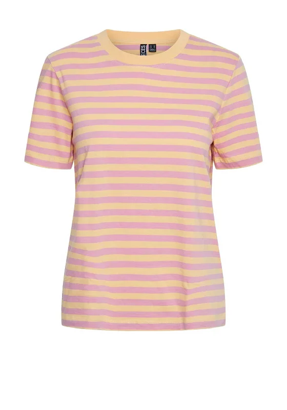 Reduced Rates Pieces Ria Striped T-Shirt, Wild Rose & Buff Orange