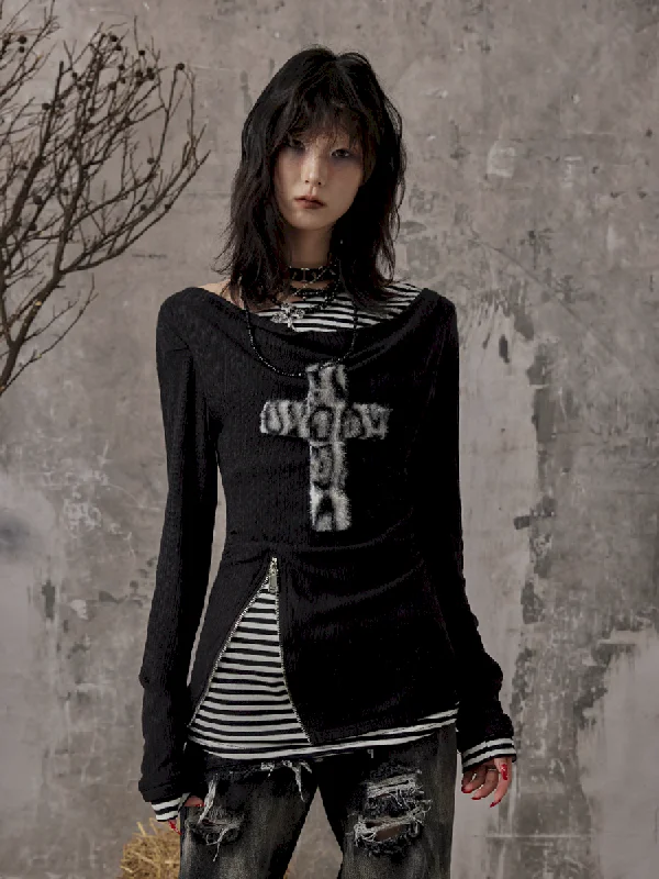 Midnight Madness Long Sleeve Knit Bottom Shirt [S0000010965]