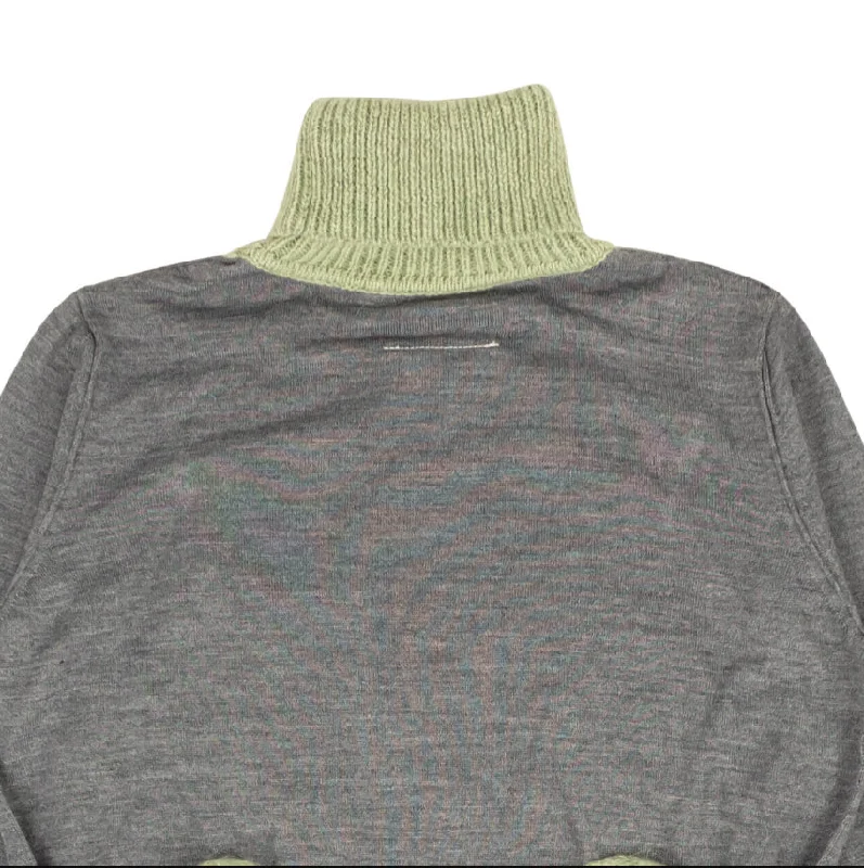 Weekend Discounts to Savor COLORBLOCK TURTLENECK GRAY, SAGE SWEATER