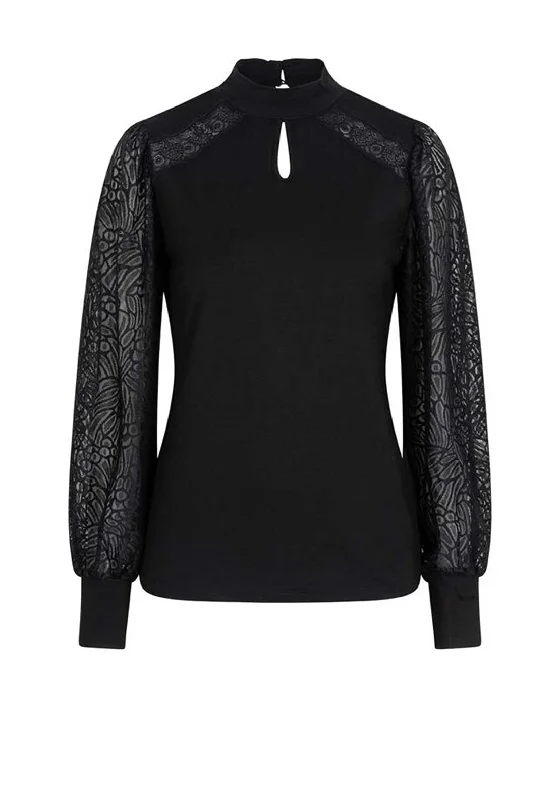 Weekend Deals That Amaze Esqualo Net Sleeve Top, Black