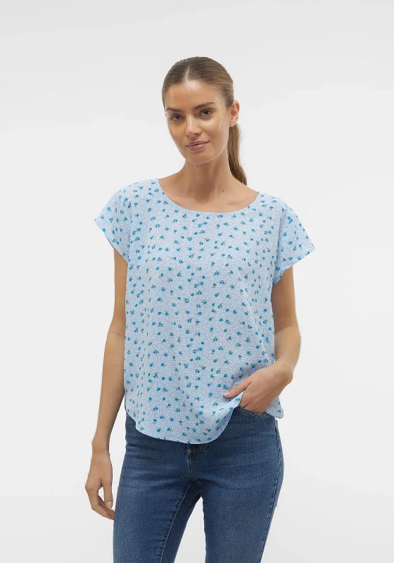 Act Now Vero Moda Saki Floral Zip Back Top, Dutch Canal