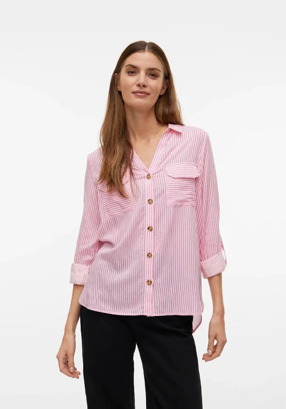 Weekend Savings Galore Vero Moda Bumpy Striped Shirt, Pink Cosmos