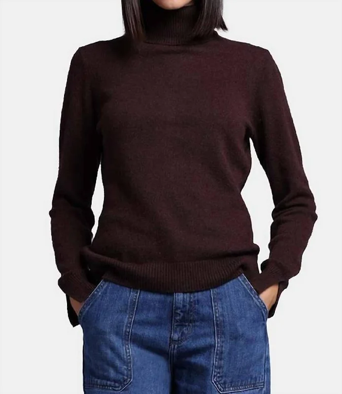 Factory Direct Sale Cashmere Turtleneck Sweater In Chocolate