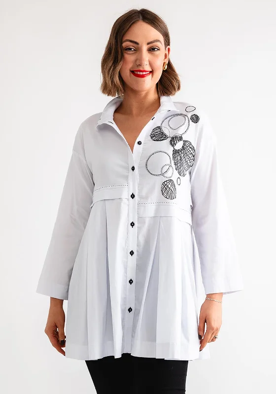 Final Clearance Ever Sassy Graphic Print Pleated Shirt, White