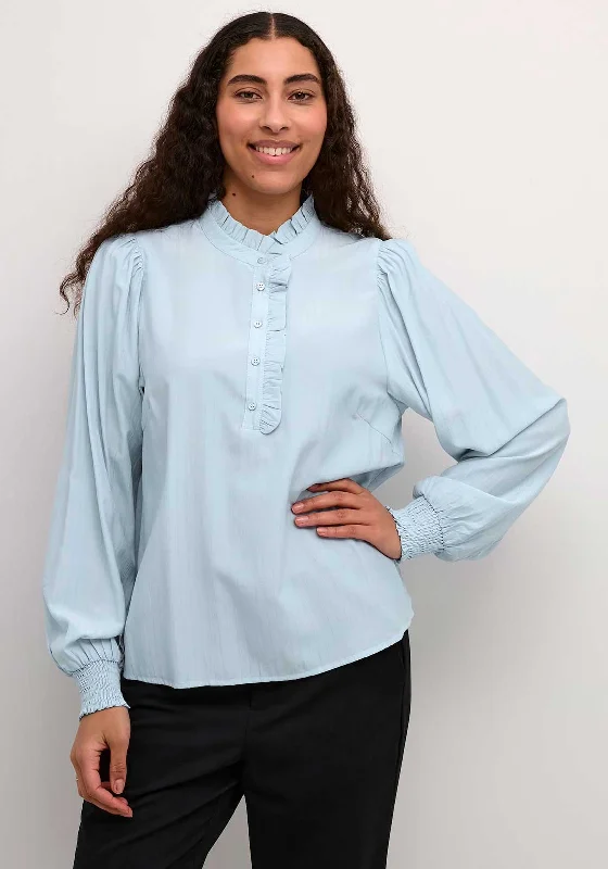 Weekend Deals That Excite Kaffe Dorit Ruffle Neck Blouse, Blue