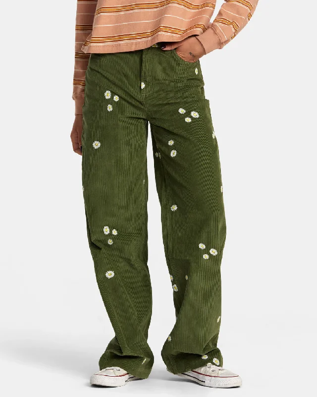 Shop Now Coco Embroidered Wide Leg Pants - Leaf