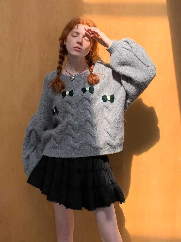 Weekend Savings Sensation Round Neck Loose Knit Sweater [S0000010785]