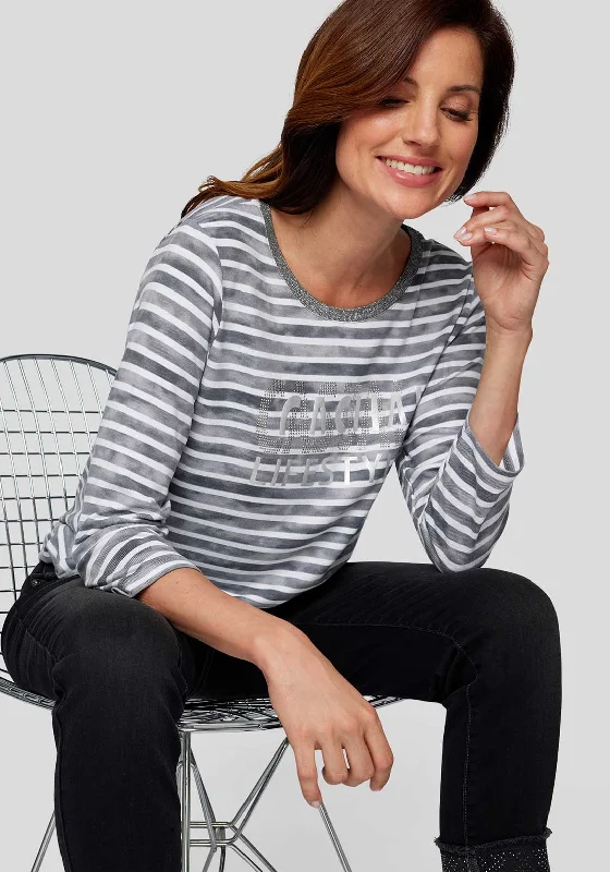 Early Bird Discount Rabe Striped Embellished Top, Grey