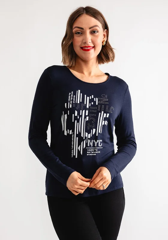 Unmissable Offer Barbara Lebek Graphic Print Long Sleeve Top, Navy