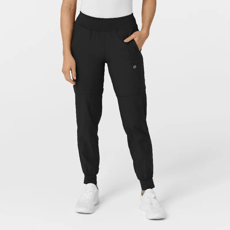 Customer Appreciation Sale W123 Women's Comfort Waist Cargo Jogger Scrub Pant - Black