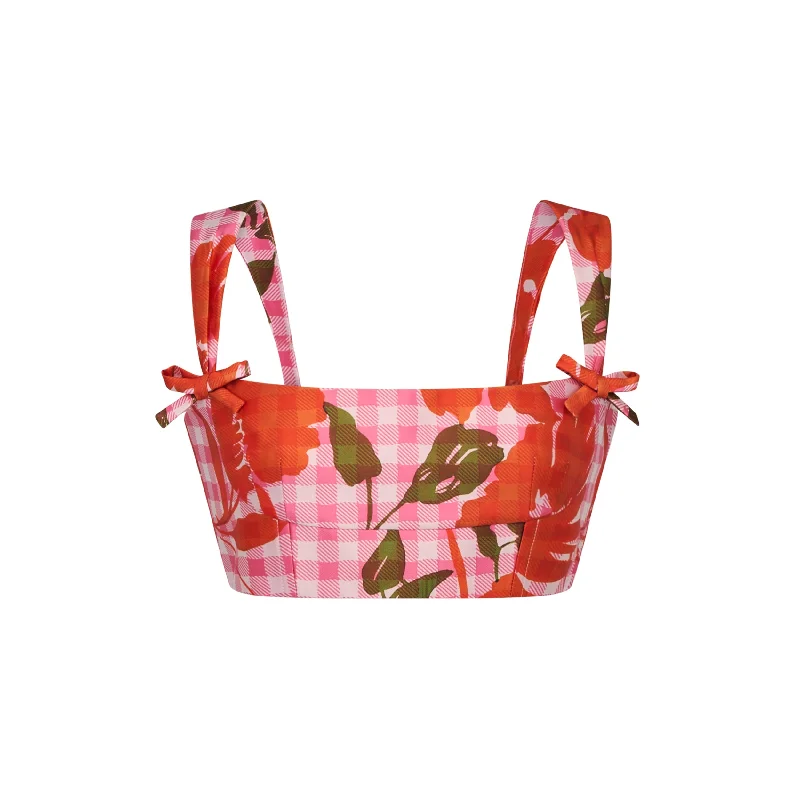 Bonus Savings Arya Top in Floral Gingham Mikado