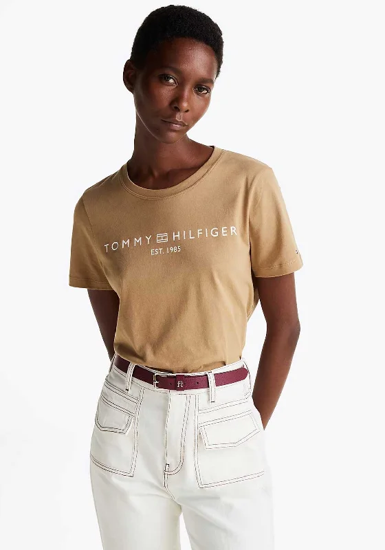 Weekend Steals Await Tommy Hilfiger Womens Logo T-Shirt, Beige