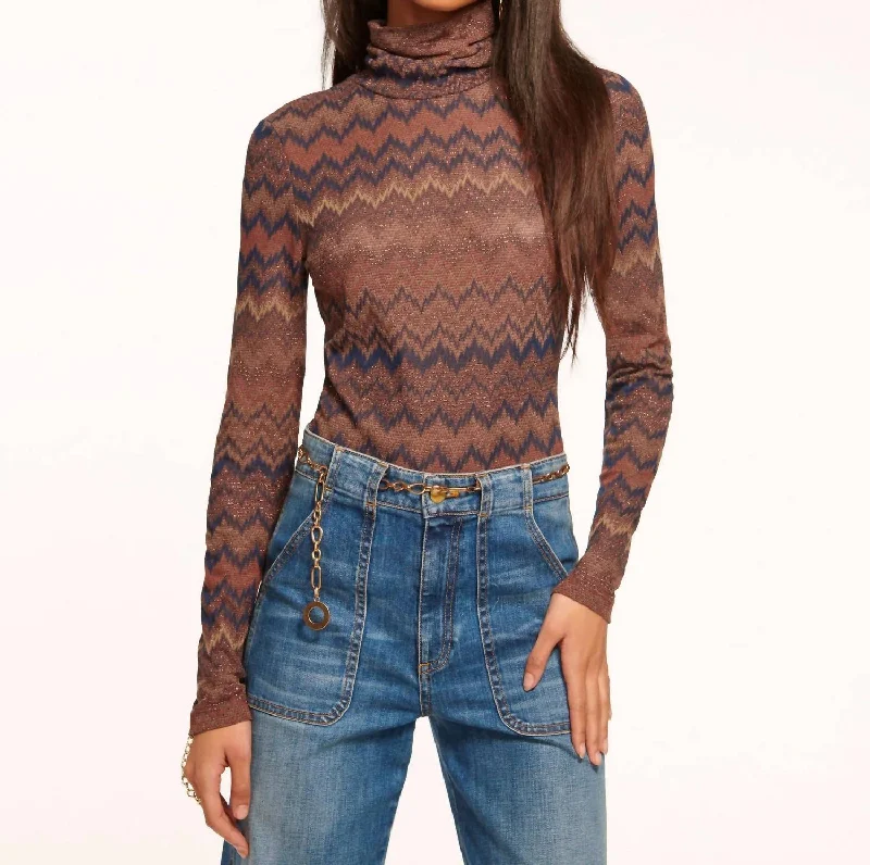 Customer Appreciation Sale Prudence Turtleneck Sweater In Saddle Chevron