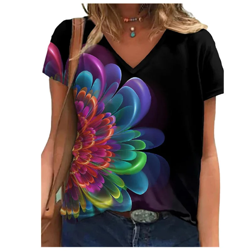 Customer Appreciation Sale Summer Woman Wholesale V-Neck T-Shirt