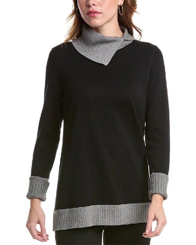 Deep Savings Edinburgh Knitwear Folded Neck Longline Sweater