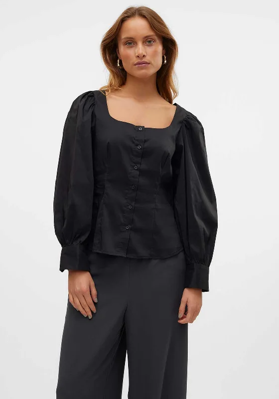 Flash Deals Vero Moda Friba Milkmaid Blouse, Black