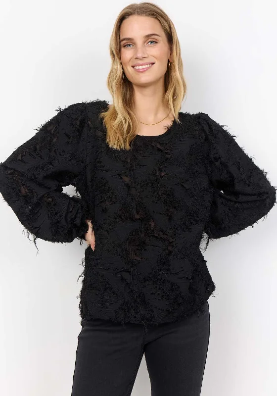 Weekend Bargains to Cherish Soyaconcept Nadia Embroidered Long Sleeve Top, Black
