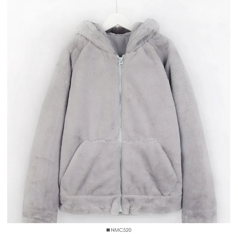 Weekend Deals That Dazzle Korean loose and thin large pocket hooded Plush warm coat for women  2120