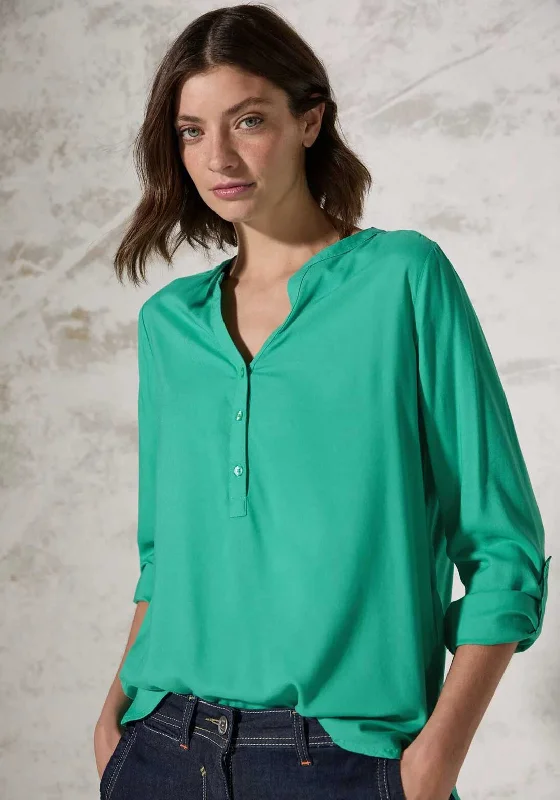 Bonus Offer Cecil Button up V Neck Blouse, Green