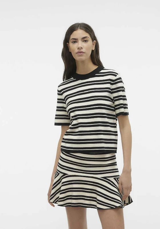 Sale Event Vero Moda Gold Striped Round Neck Knit Top, Black & Birch