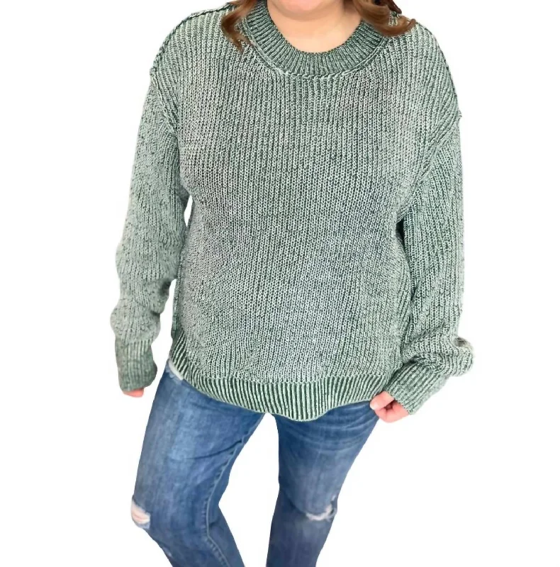 Weekend Specials to Savor Huntress Knit Sweater In Hunter Green/white