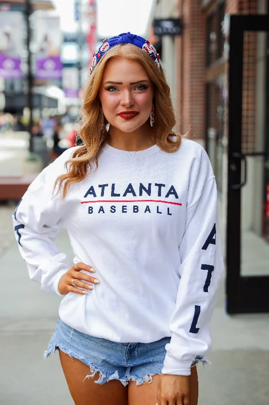 Weekend Discounts to Delight White Atlanta Baseball Sweatshirt