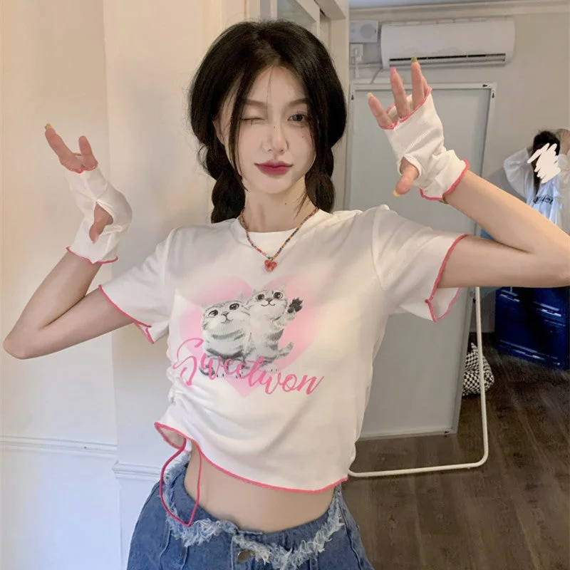 Today Only Cat Front Shoulder T-shirt PL53001