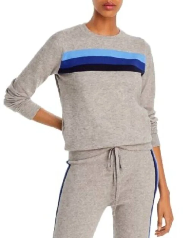 Sale Event X Madeleine Thompson Striped Crewneck Sweater In Gray