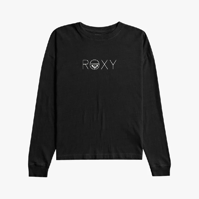 Limited Stock Roxy Womens Sparkle Evening Rainbow Foil Long Sleeve Tee Black