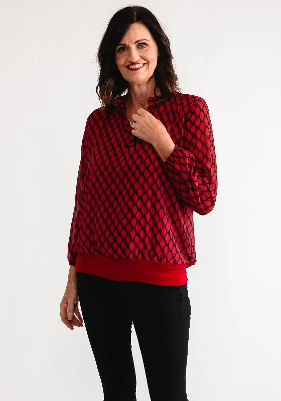 Price Reduction Kate and Pippa Bella Printed Blouse, Red