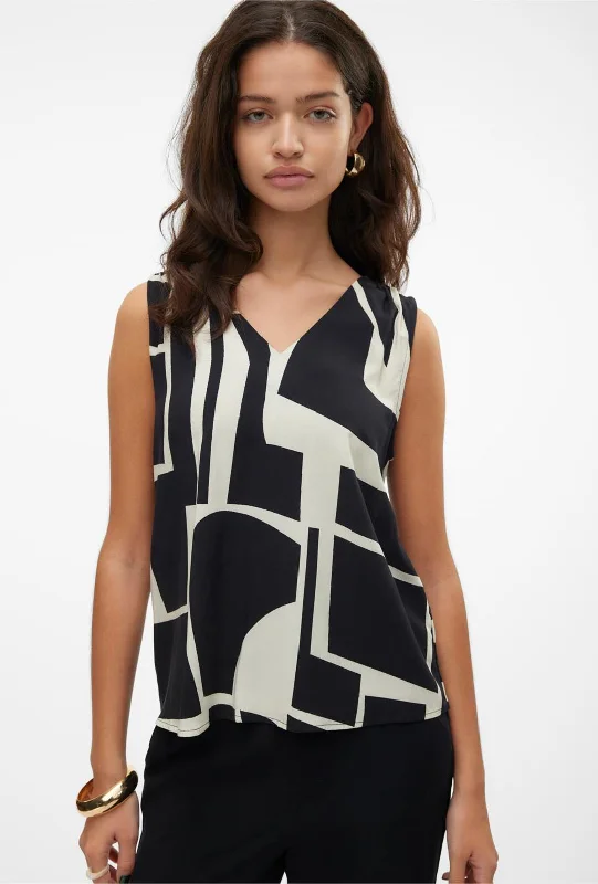 Weekend Savings Spectacular Vero Moda Easy Joy V Neck Top, Black Liza