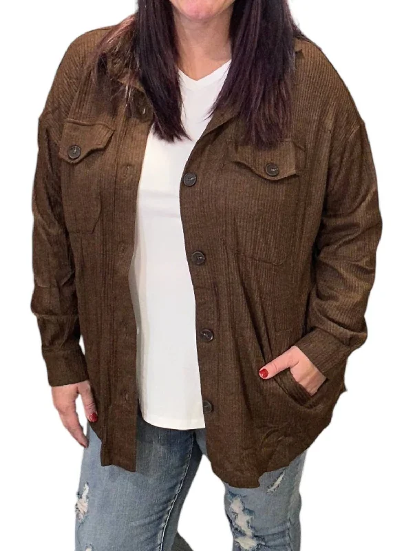 Steals and Deals Heather Ribbed Longline Sweater In Brown