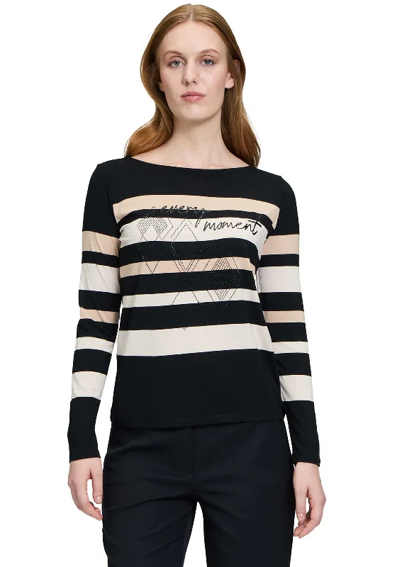 Weekend Discounts to Delight Betty Barclay Striped Long Sleeve Top, Black