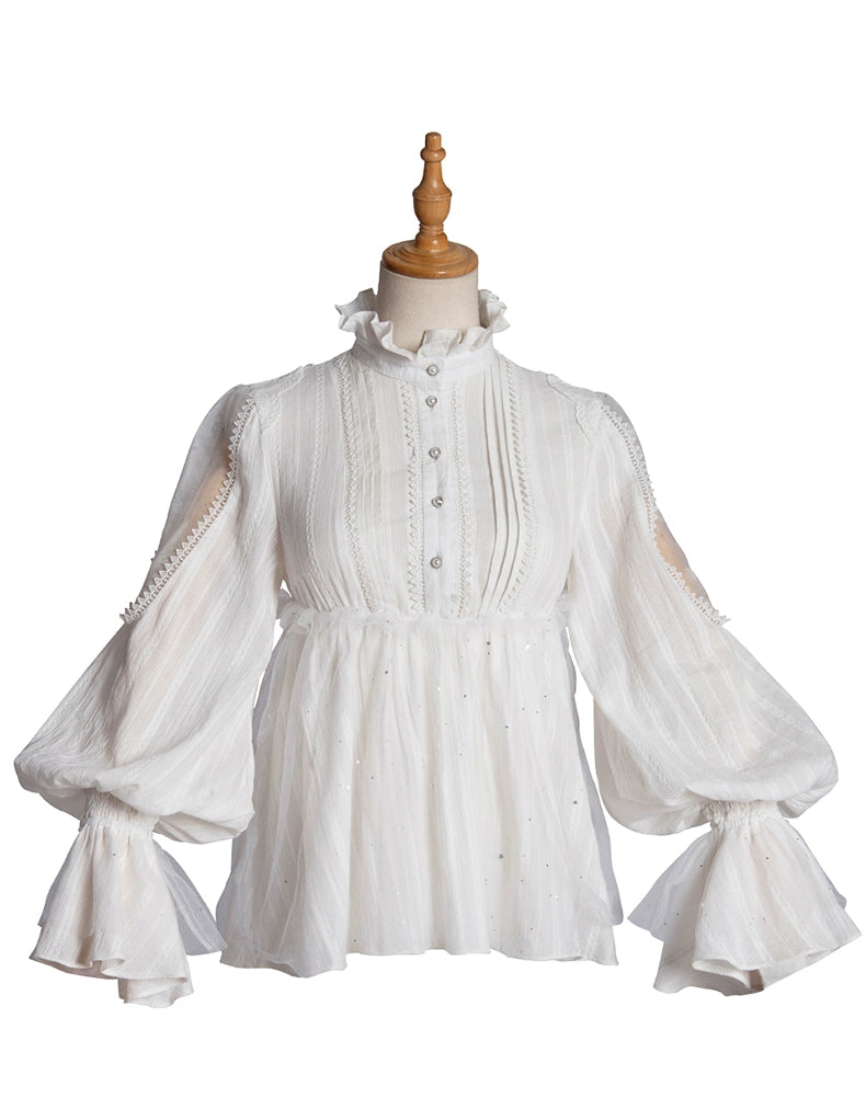 (BFM)YingLuoFu~DaIly Lolita Shirt Solid Color Shirt with Long Sleeves