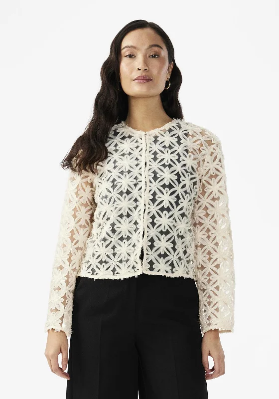 Don't Miss Y.A.S Hera Fabric Flower Mesh Top, Birch