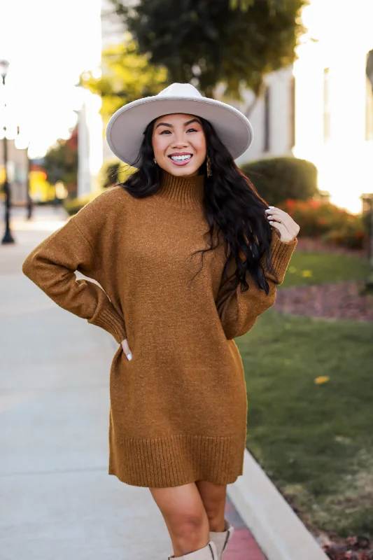 Weekend Deals That Please Definitely Chic Camel Mini Sweater Dress - DOORBUSTER