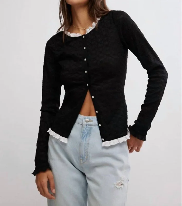 Weekend Bargains to Relish Blackbird Cardi In Black Combo