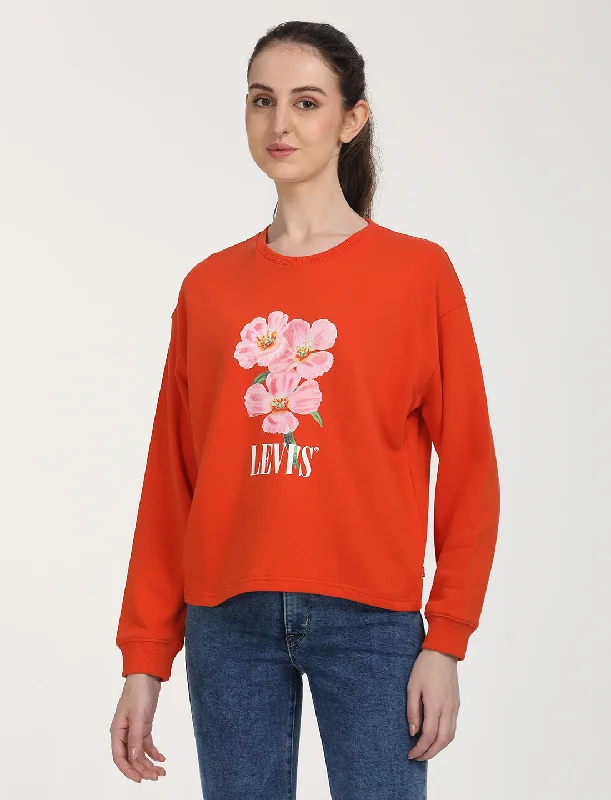 Unbeatable Prices Women's Solid Red Crew Neck Sweatshirt
