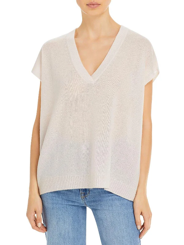 Referral Discount Womens Cashmere Boxy V-Neck Sweater