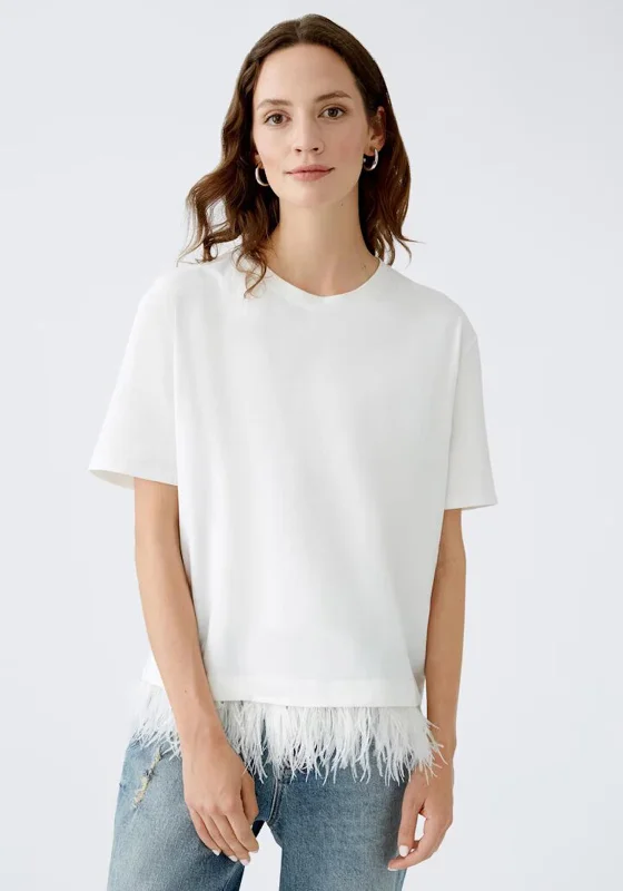 While Supplies Last Oui Feather Hem T Shirt, White