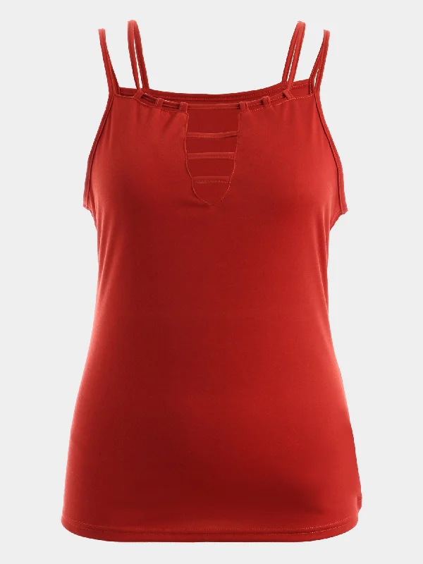 Midsize Neo-Trendy Cutwork Plunge-V Tank Top