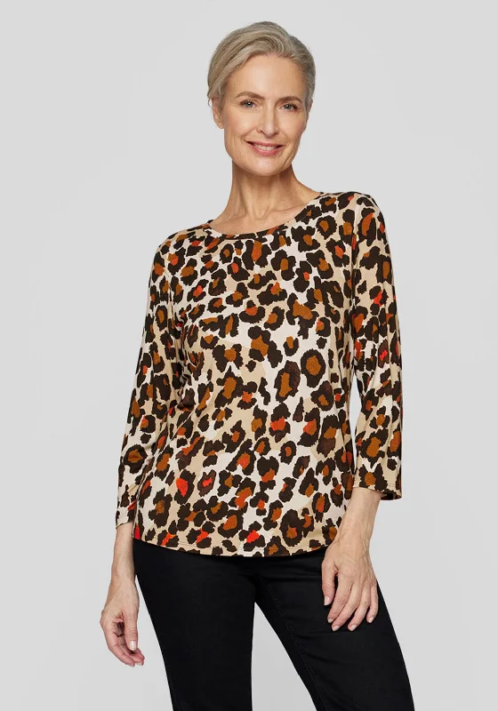 Quick Sale Rabe Leopard Print Top, Brown and Red