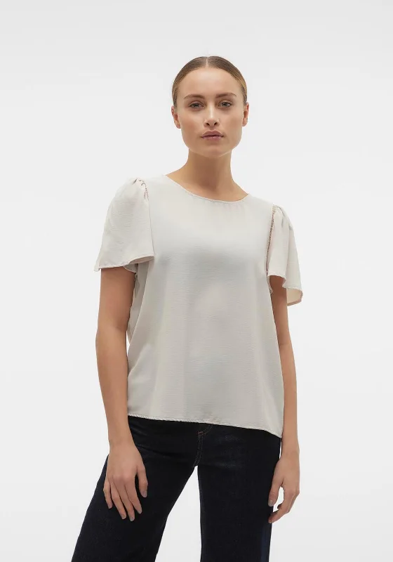 Weekend Steals Await Vero Moda Alva Floaty Sleeve Blouse, Silver Lining