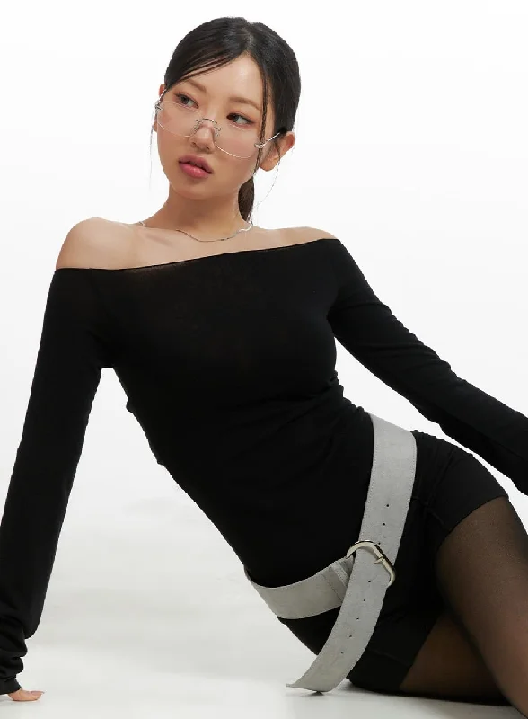 Sale Event Solid Off Shoulder Long Sleeve CM421