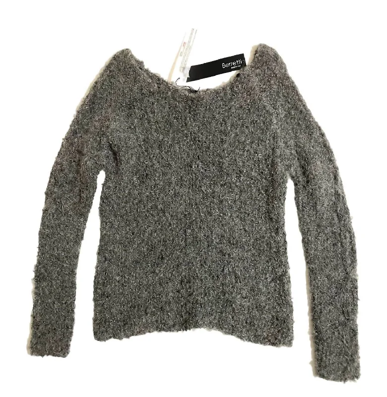 Savings Galore Women's Boucle Wool Blend Pullover Sweater In Gray