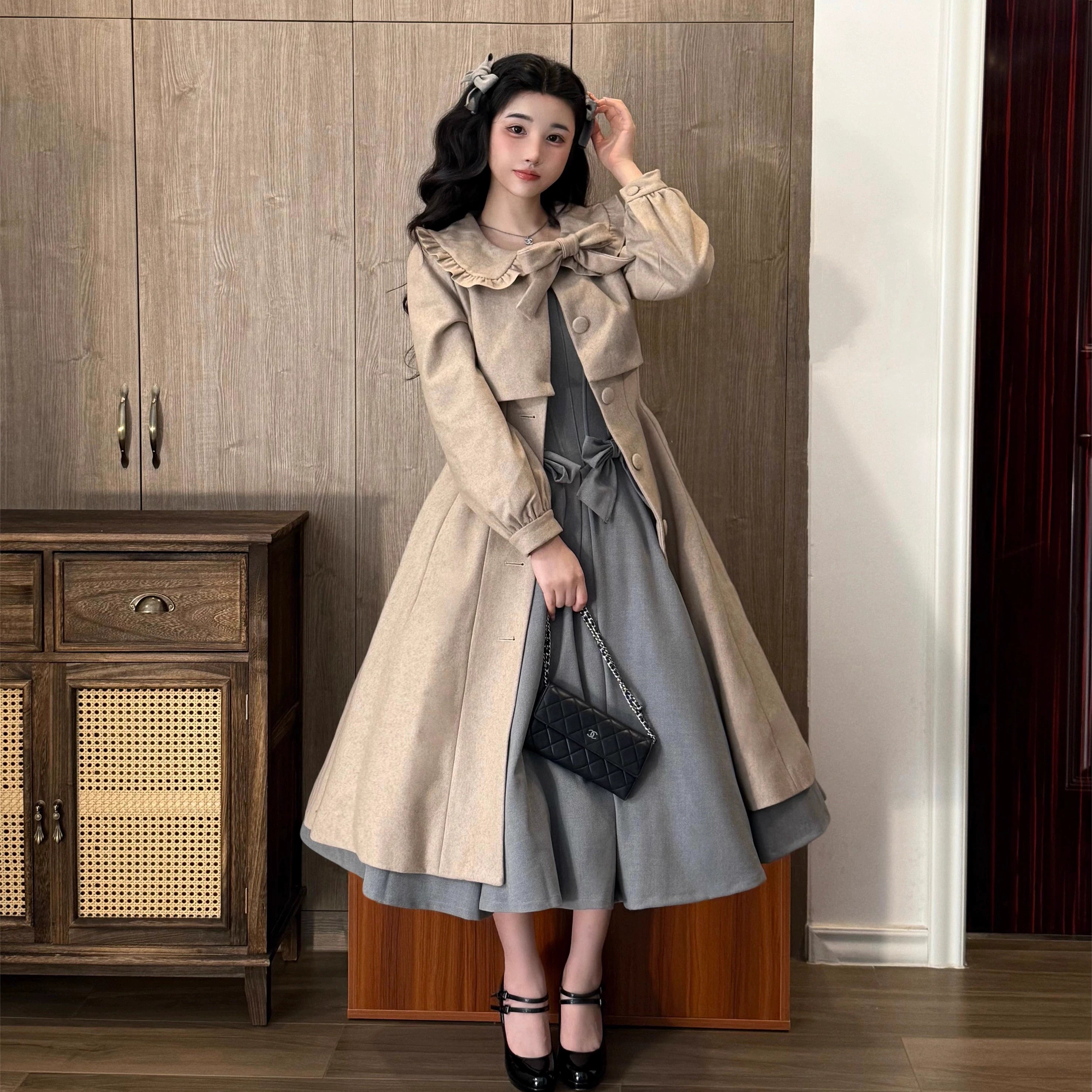 Sweet Wood~Winter Classic Lolita Coat Suit Woolen Plus Size Outerwear